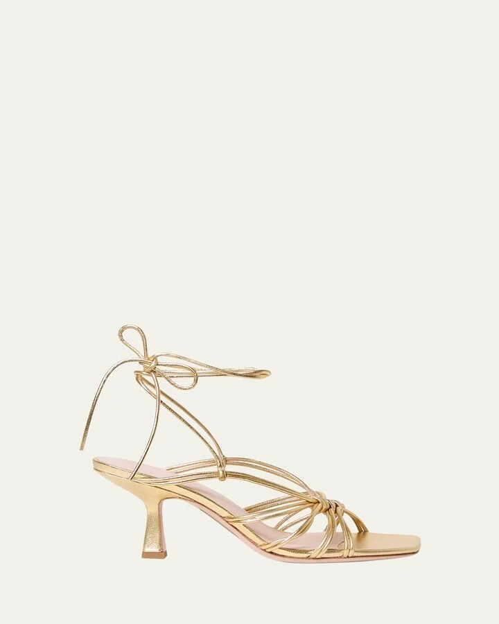 Vivienne Strappy Metallic Leather Lace-Up Sandals
