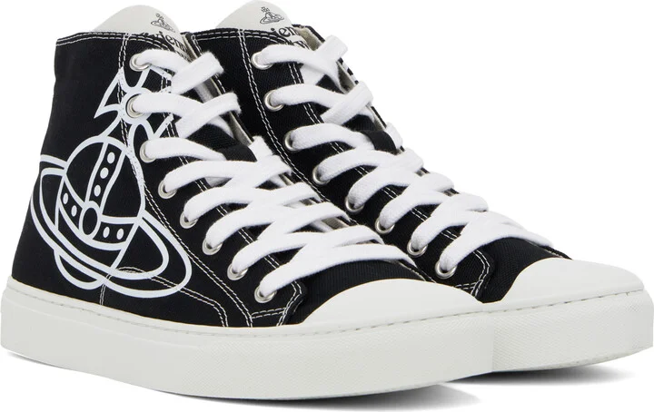 Vivienne Westwood Black High-Top Canvas Plimsoll Sneakers - Image 4