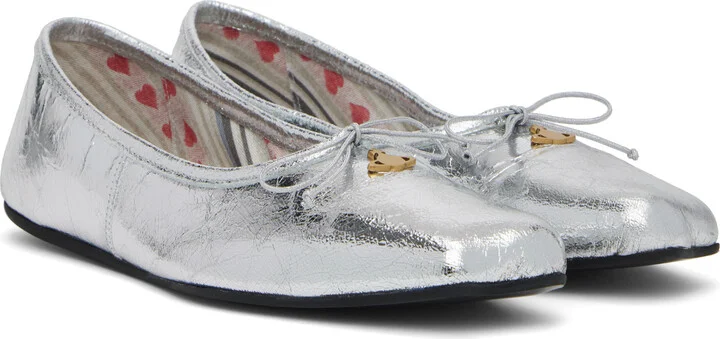 Vivienne Westwood Silver Brigitte Ballerina Flats - Image 4