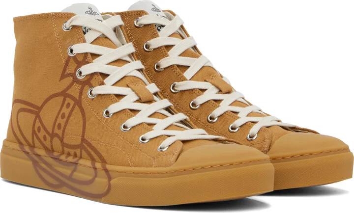 Vivienne Westwood Tan High Top Canvas Plimsoll Sneakers - Image 4