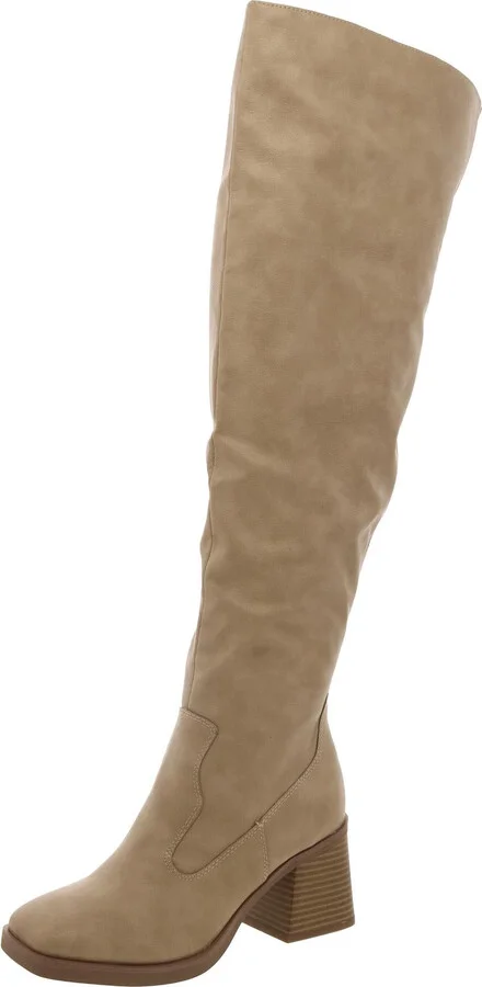 Vivviip Womens Tall Block Heel Over-The-Knee Boots