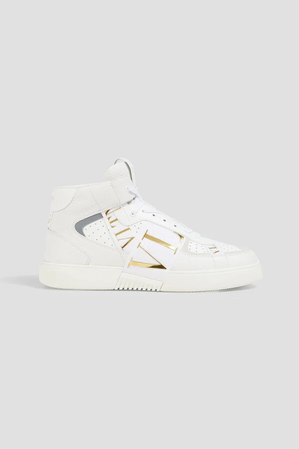 VL7N smooth and pebbled-leather high-top sneakers