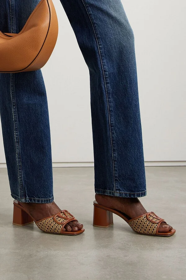VLOGO 60 embellished faux raffia and leather mules - Image 2