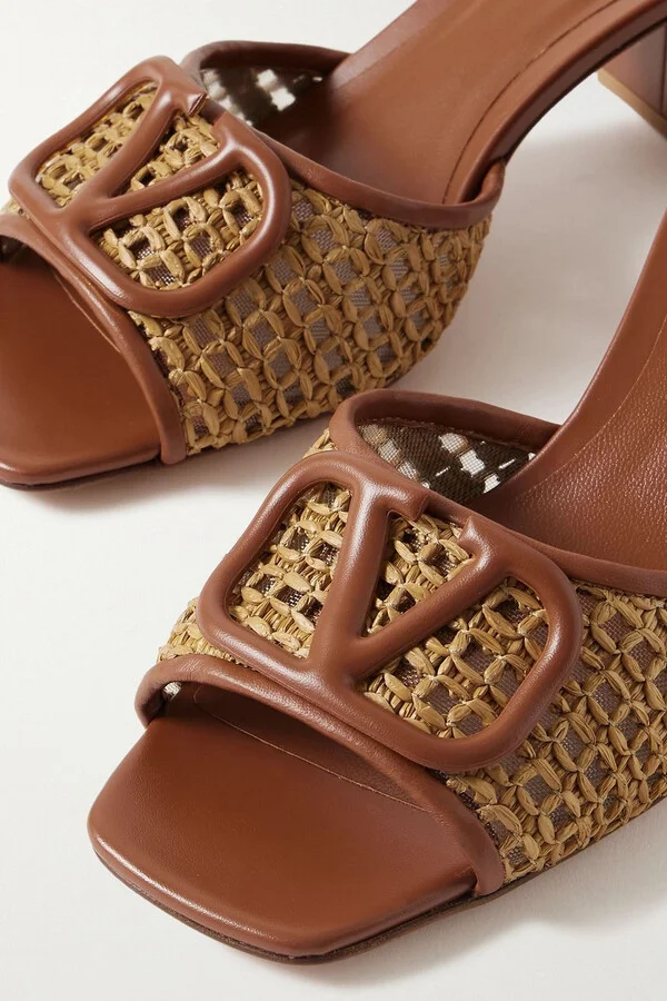 VLOGO 60 embellished faux raffia and leather mules - Image 4