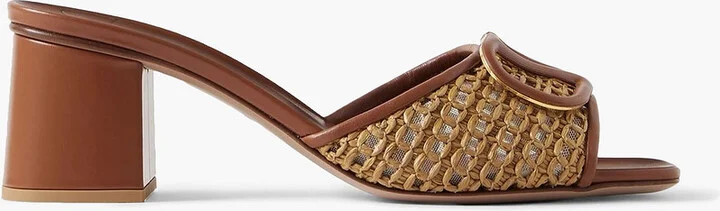 VLOGO 60 embellished faux raffia and leather mules