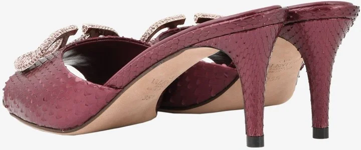 VLogo 70 Crystal Buckle Mules in Elaphe Leather - Image 2