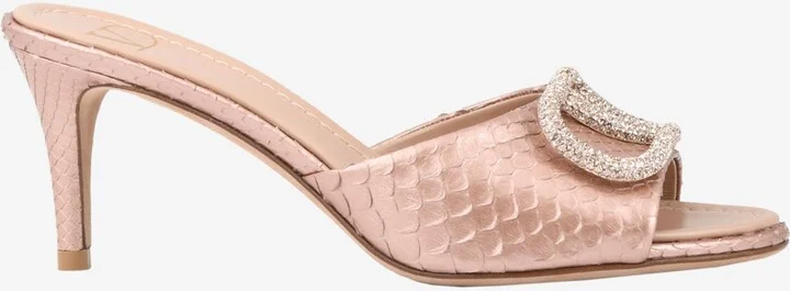 VLogo 70 Crystal Buckle Mules in Elaphe Leather