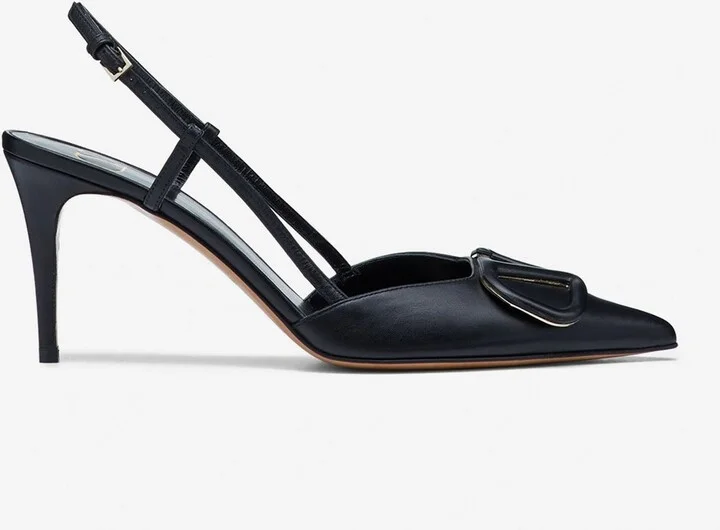 VLogo 80 Calf Leather Slingback Pumps