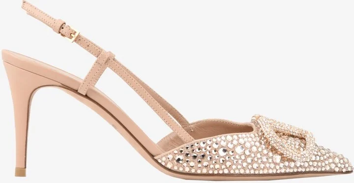 VLogo 80 Crystal-Embellished Slingback Pumps