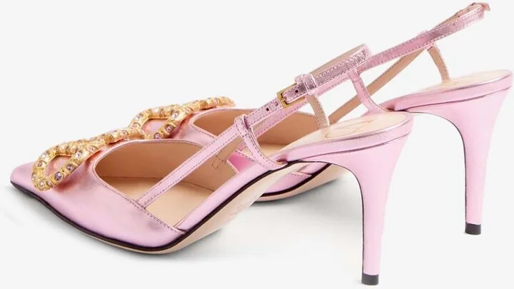 VLogo 80 Laminated Nappa Slingback Pumps - Image 2