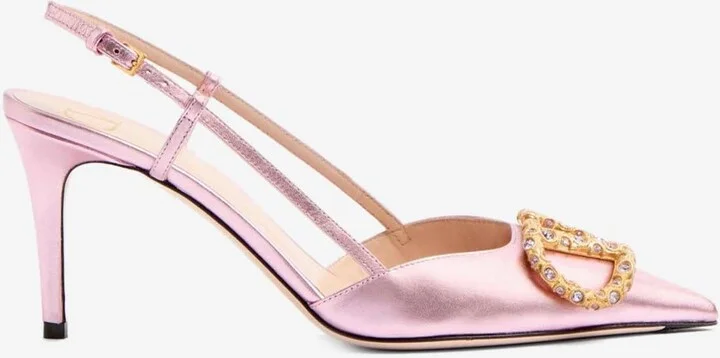 VLogo 80 Laminated Nappa Slingback Pumps