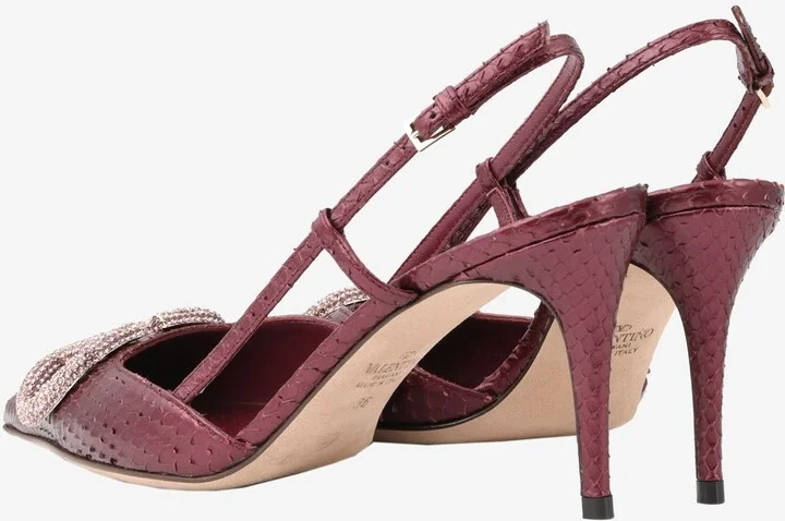 VLogo 80 Metallic Slingback Pumps in Elaphe Leather - Image 2