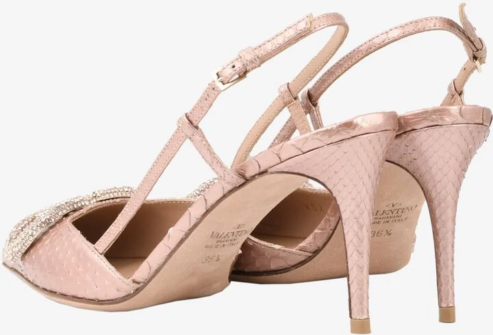 VLogo 80 Metallic Slingback Pumps in Elaphe Leather - Image 2