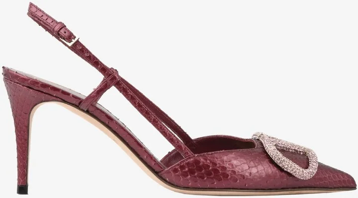 VLogo 80 Metallic Slingback Pumps in Elaphe Leather