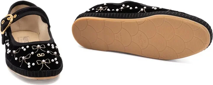 VLogo bow-embellished ballet flats - Image 4