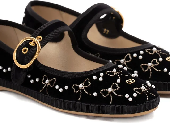 VLogo bow-embellished ballet flats - Image 5