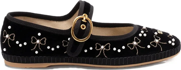 VLogo bow-embellished ballet flats