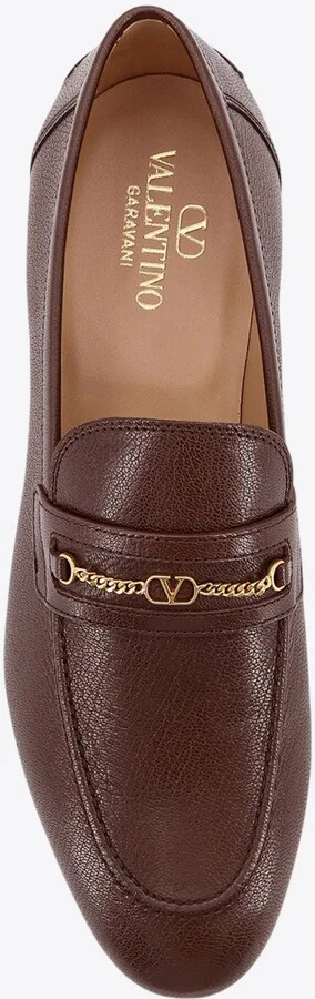 VLogo Buckle Leather Loafers - Image 3