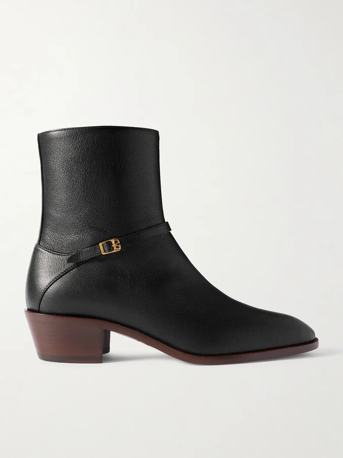 VLogo Buckled Leather Ankle Boots