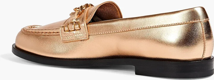 VLOGO Chain embellished metallic leather loafers - Image 3