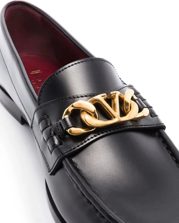 VLogo Chain leather loafers - Image 2