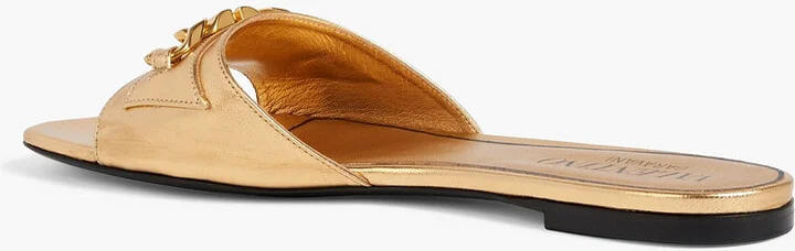 VLOGO Chain metallic leather slides - Image 3