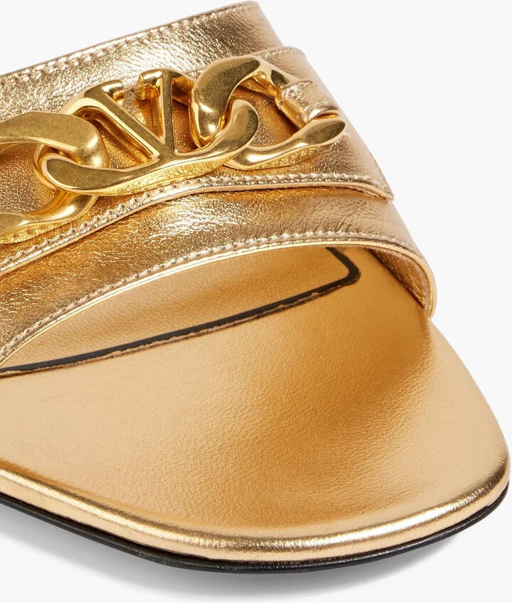 VLOGO Chain metallic leather slides - Image 4