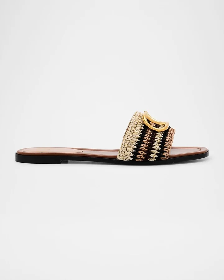 VLogo Crochet Flat Slide Sandals