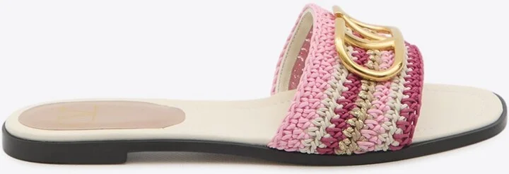 VLogo Crochet Knit Flat Sandals