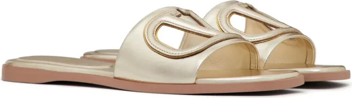 VLogo cut-out leather slides - Image 2