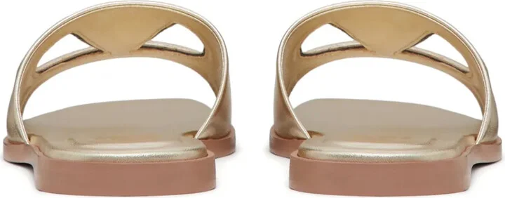 VLogo cut-out leather slides - Image 3