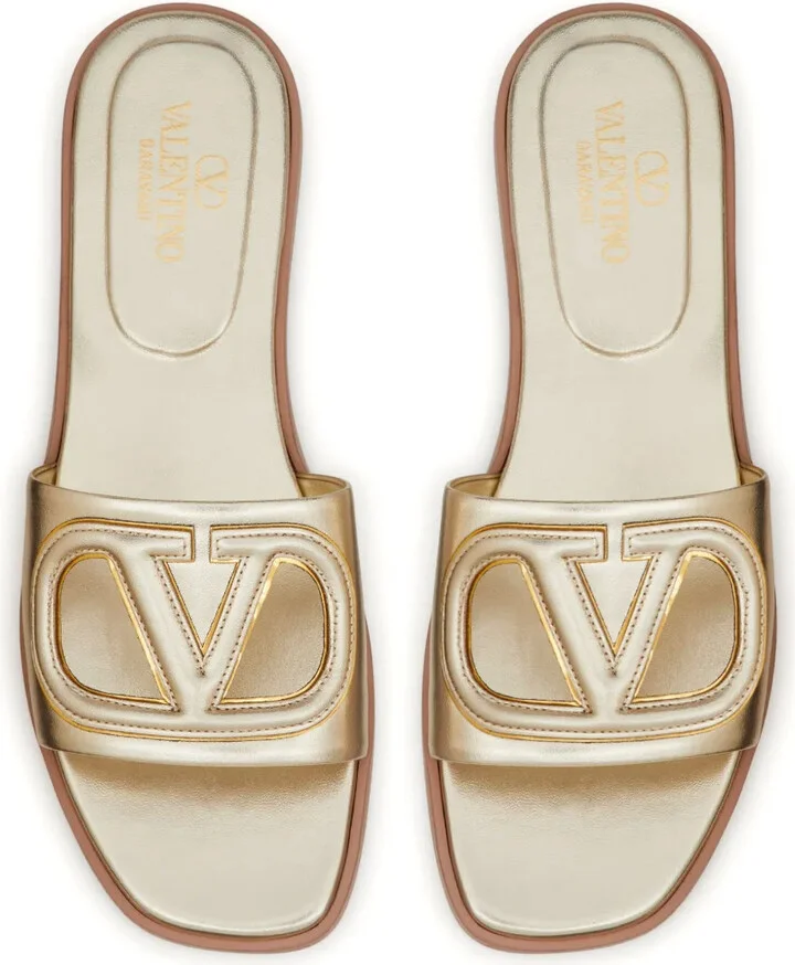 VLogo cut-out leather slides - Image 4