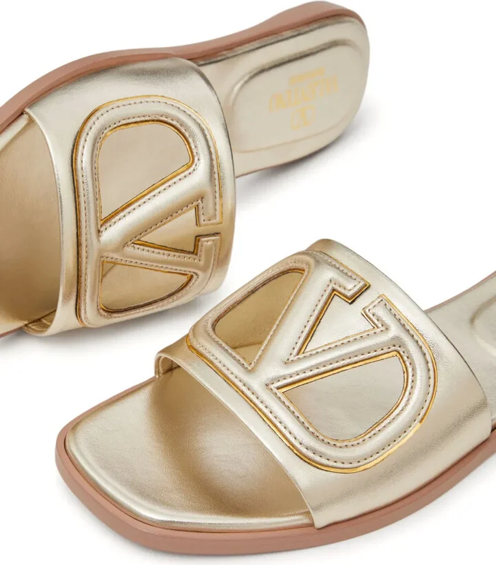 VLogo cut-out leather slides - Image 5