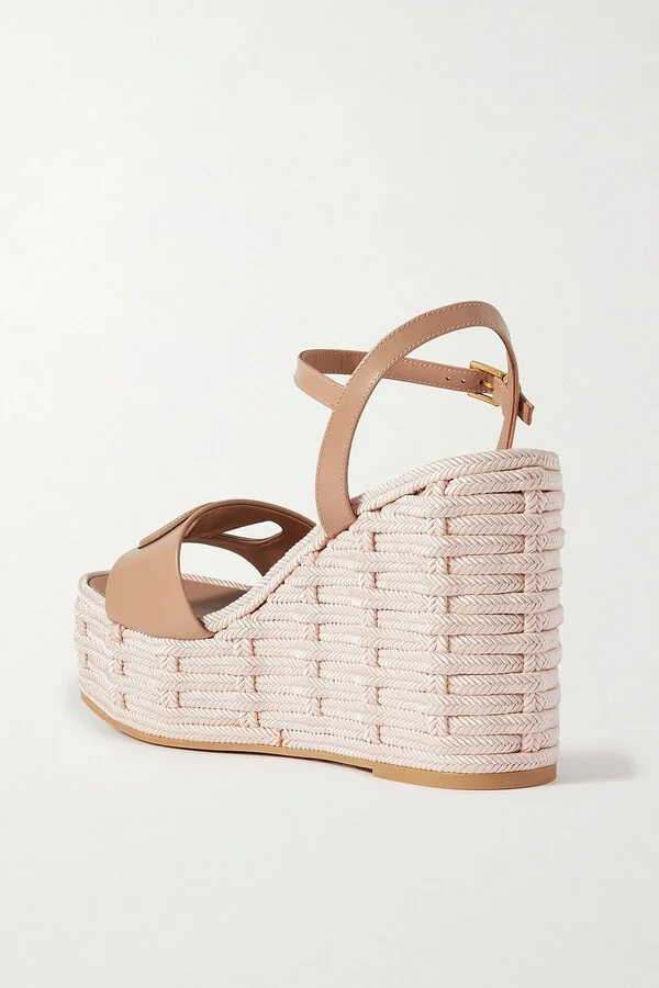 VLOGO cutout leather wedge sandals - Image 3