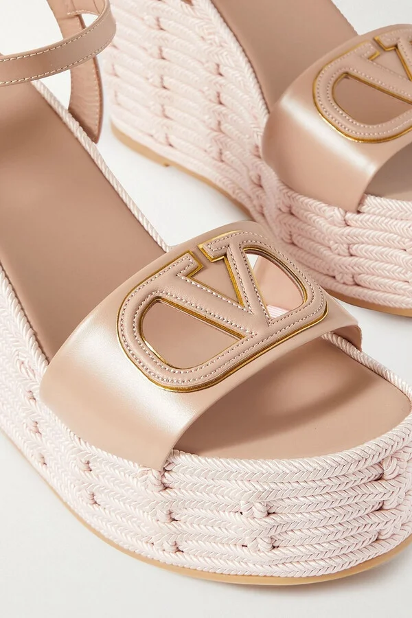 VLOGO cutout leather wedge sandals - Image 4