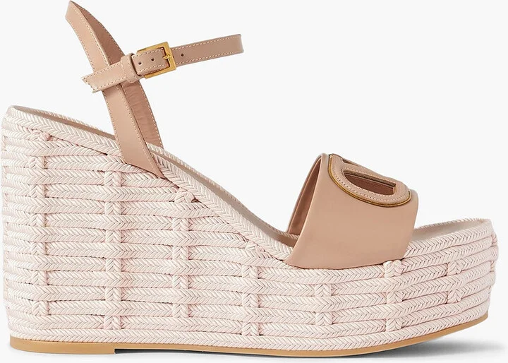 VLOGO cutout leather wedge sandals