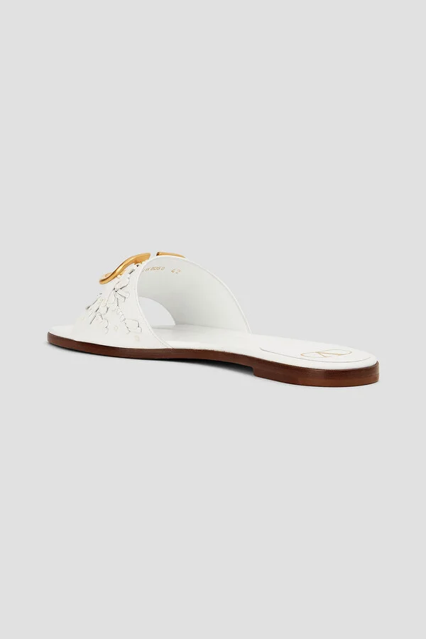 VLOGO embellished woven leather slides - Image 3