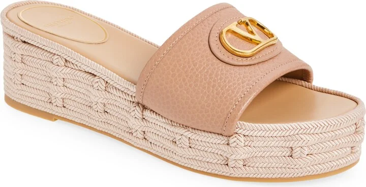 VLOGO Espadrille Platform Wedge Slide Sandal