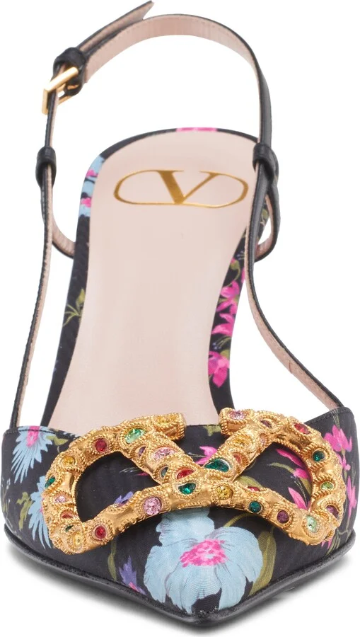 VLOGO Floral Silk Twill Slingback Pump - Image 4