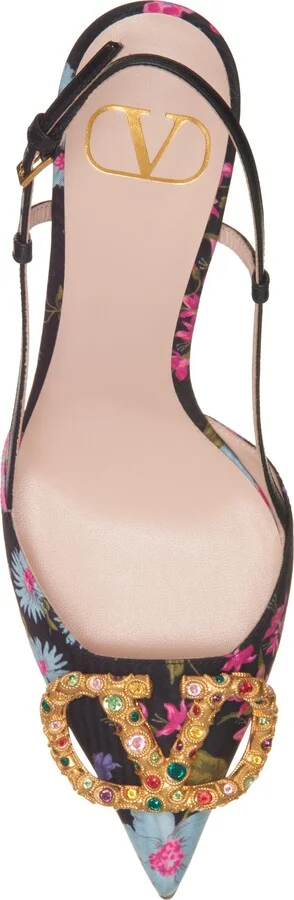 VLOGO Floral Silk Twill Slingback Pump - Image 5