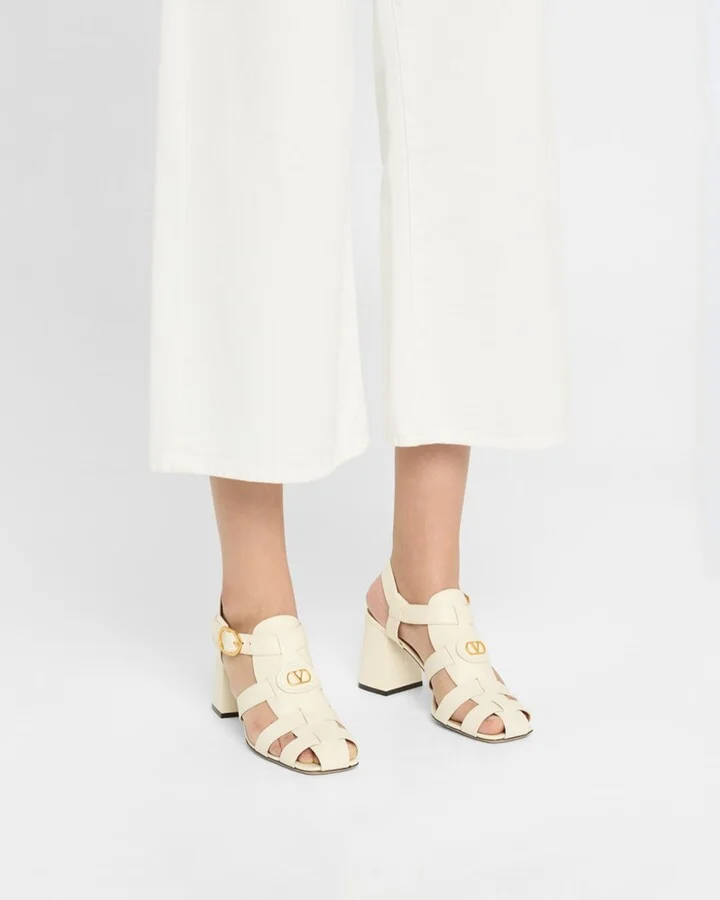 VLogo Leather Block-Heel Sandals - Image 10