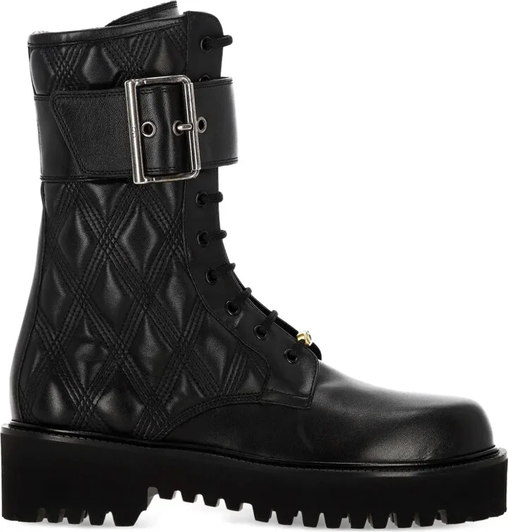 VLogo leather combat boots
