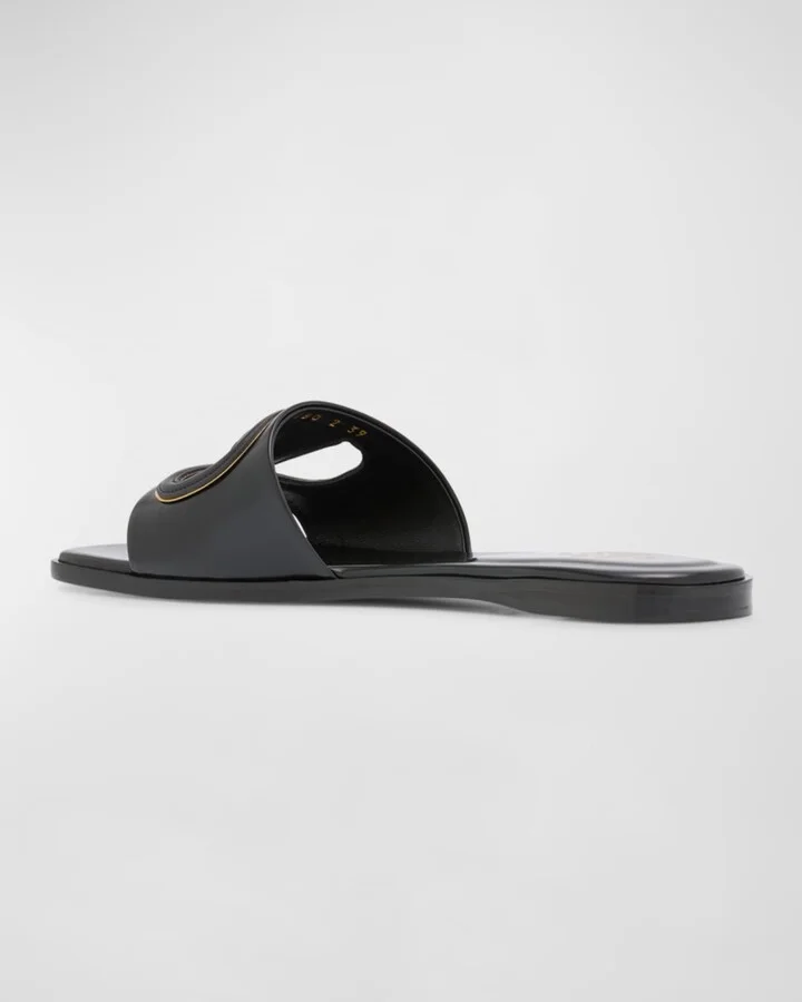 VLogo Leather Cutout Flat Slide Sandals - Image 6