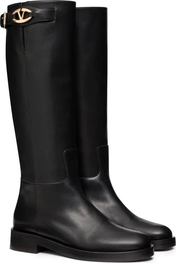 VLogo leather knee boots - Image 2