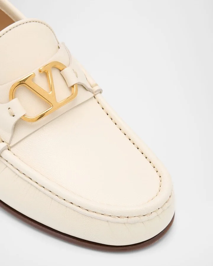 VLogo Leather Medallion Loafers - Image 3