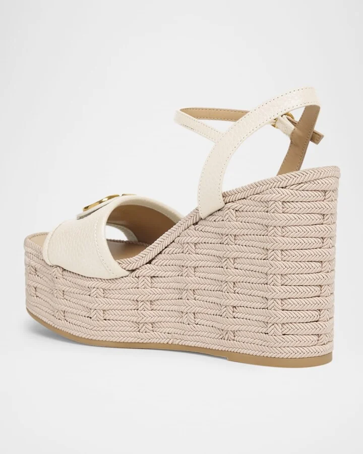 VLogo Leather Medallion Wedge Espadrilles - Image 2