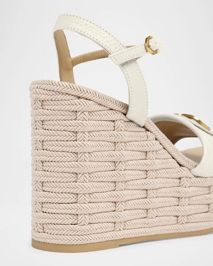 VLogo Leather Medallion Wedge Espadrilles - Image 3