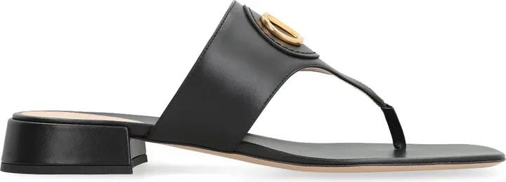VLogo leather slides