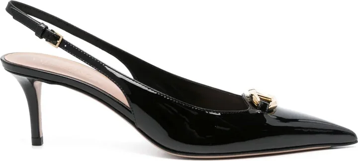 VLogo leather slingback pumps