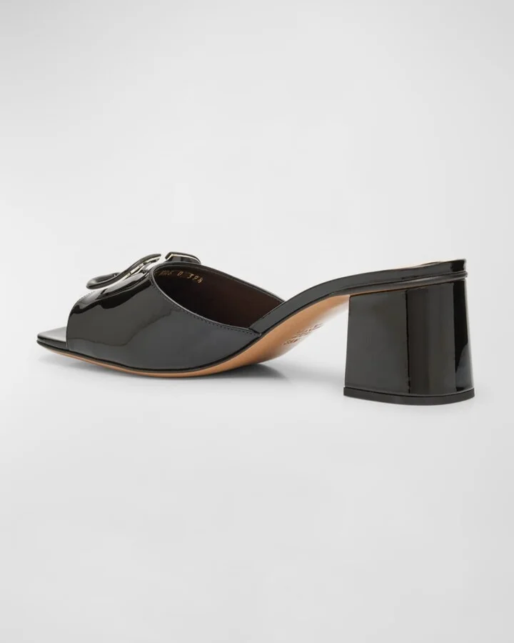 VLogo Leather Tonal Mule Sandals - Image 2